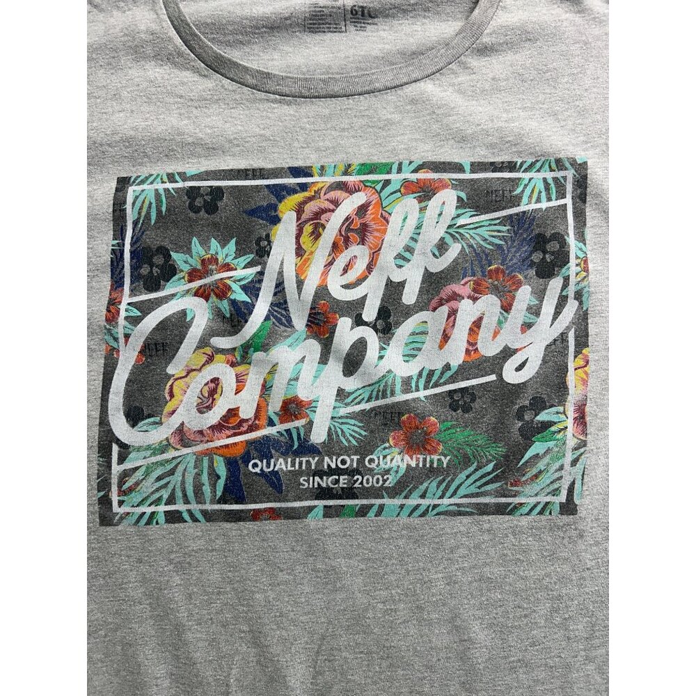 Neff Company 6XL Mens Graphic T-Shirt Gray Astro Floral Tropical Graphic Logo